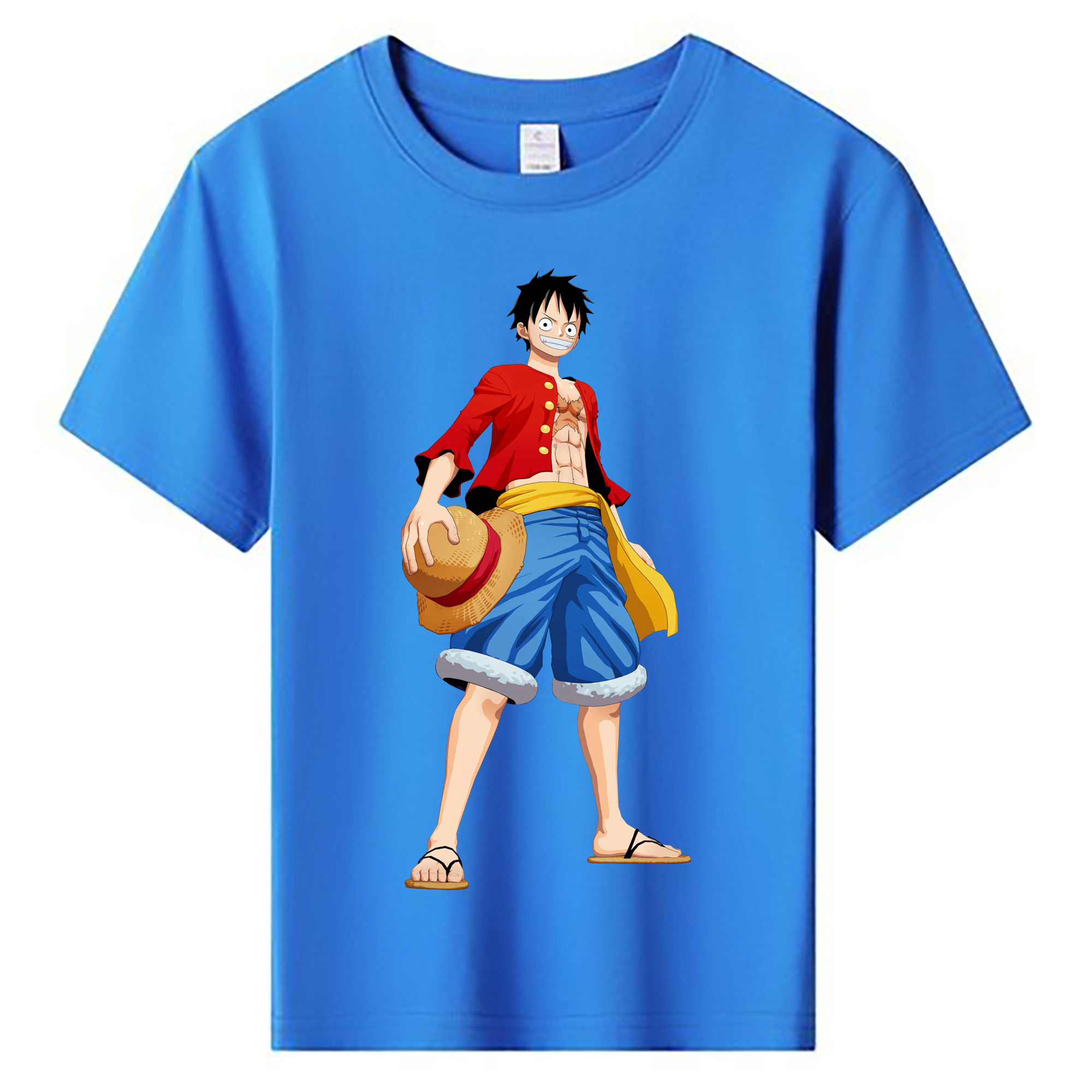 ワンピース モンキー・D・ルフィ ONE PIECE Monkey D. Luffy 綿100％キッズTシャツ（フロントプリント）